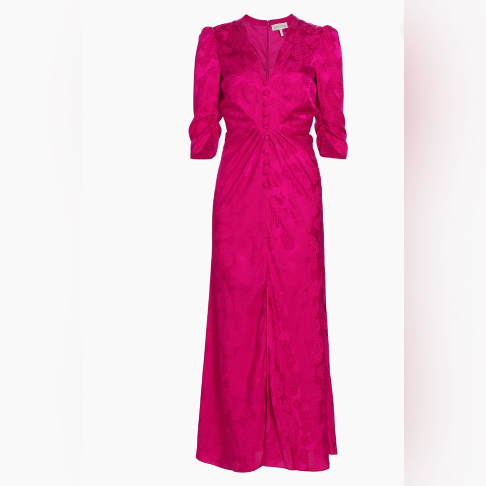 Saloni Mitsu Silk Jacquard Midi Dress,Size 2(6uk) - Picture 2 of 3